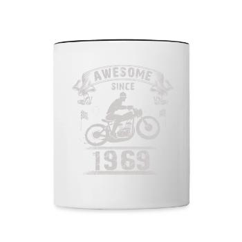 Awesome since 1969, biker 54th birthday - Contrasting Mug - white/black - Front