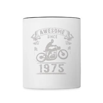 Awesome since 1975, biker 48th birthday - Contrasting Mug - white/black - Front