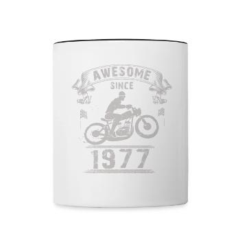 Awesome since 1977, biker 46th birthday - Contrasting Mug - white/black - Front