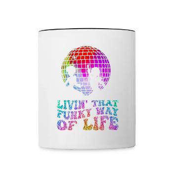 Vintage Retro Disco Fever Lifes Groovy Party Club - Contrasting Mug - white/black - Front