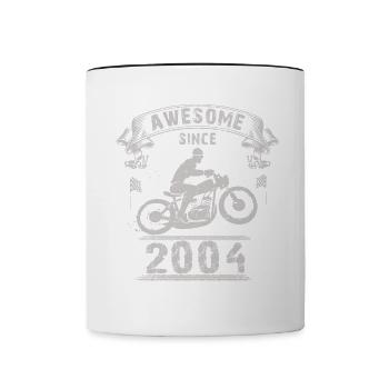 Awesome since 2004, Biker 19. Geburtstag - Tasse zweifarbig - Weiß/Schwarz - Vorne