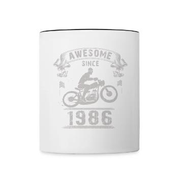 Awesome since 1986, Biker 37. Geburtstag - Tasse zweifarbig - Weiß/Schwarz - Vorne