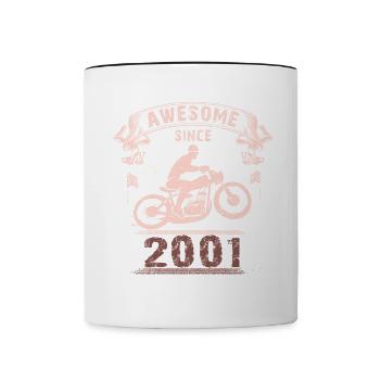 Awesome since 2001, biker 22nd birthday - Contrasting Mug - white/black - Front