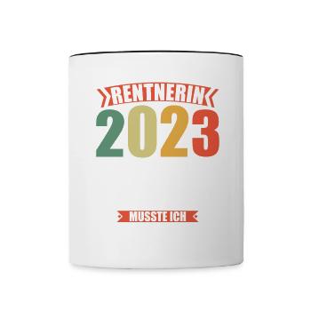 Rentner 2023 Rentnerin 2023 Rente 2023 - Tasse zweifarbig - Weiß/Schwarz - Vorne