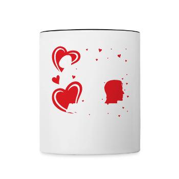Petite amie, petit ami, homme, partenaire de la Saint-Valentin - Mug contrasté - blanc/noir - Devant