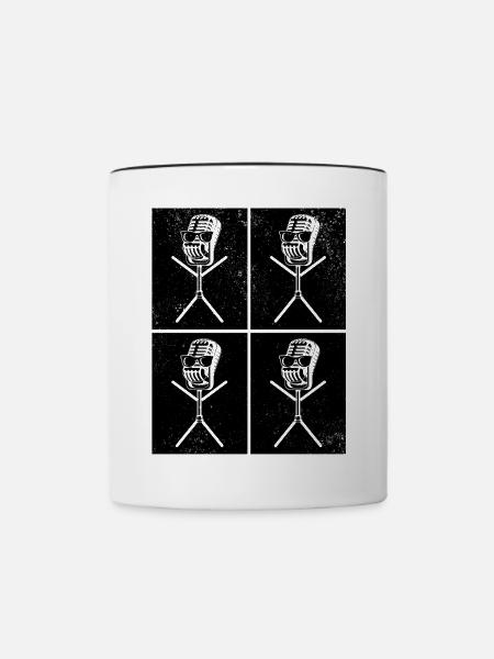 Podcast Microphone Stick Figure Podcaster - Tasse zweifarbig - Weiß/Schwarz