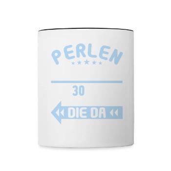 30 verheiratet Perlen Hochzeit 30.Hochzeitstag - Tasse zweifarbig - Weiß/Schwarz - Vorne