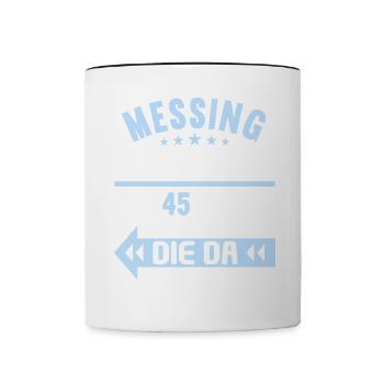 45 verheiratet Messing Hochzeit 45.Hochzeitstag - Tasse zweifarbig - Weiß/Schwarz - Vorne