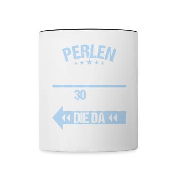 30 verheiratet Perlen Hochzeit 30.Hochzeitstag - Tasse zweifarbig - Weiß/Schwarz - Vorne
