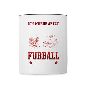 Ich würde lieber Fußball spielen Fußballer - Tasse zweifarbig - Weiß/Schwarz - Vorne