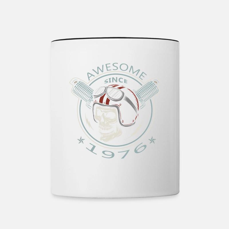Awesome since 1976, Biker Geburtstag - Tasse zweifarbig - Weiß/Schwarz