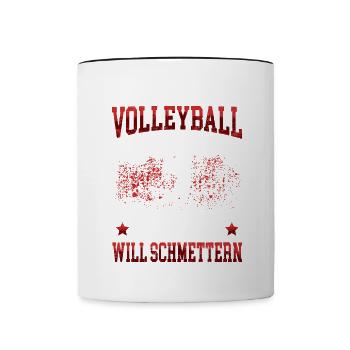 Volleyball Königin will schmettern Volleyballerin - Tasse zweifarbig - Weiß/Schwarz - Vorne