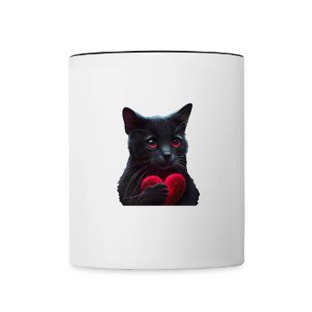 Désolé, mais mon chat est mon Valentin - Mug contrasté - blanc/noir - Devant