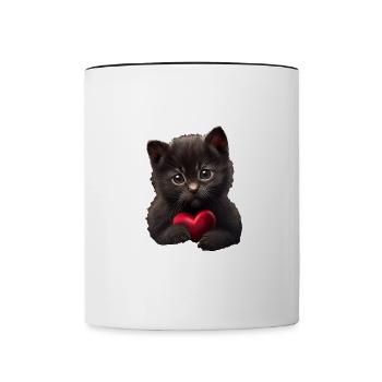 Désolé, mais mon chat est mon Valentin - Mug contrasté - blanc/noir - Devant