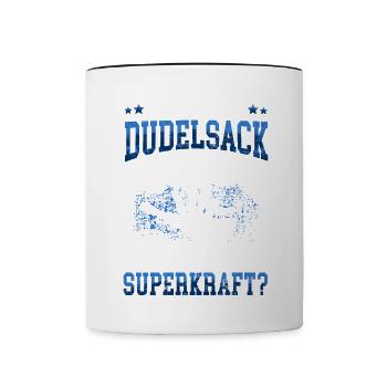 Ich kann Dudelsack spielen schottische Sackpfeife - Tasse zweifarbig - Weiß/Schwarz - Vorne