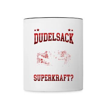 Ich kann Dudelsack spielen schottische Sackpfeife - Tasse zweifarbig - Weiß/Schwarz - Vorne