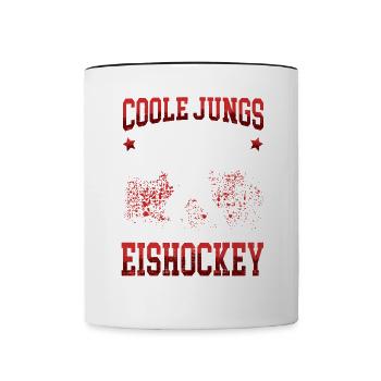 Coole Jungs spielen Eishockey junge Hockey Spieler - Tasse zweifarbig - Weiß/Schwarz - Vorne