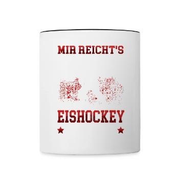 Ich geh Eishockey spielen Hockey junge - Tasse zweifarbig - Weiß/Schwarz - Vorne