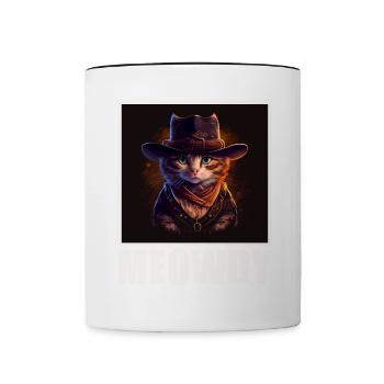 Meowdy Funny cat Meme for Cat Lovers - Tasse zweifarbig - Weiß/Schwarz - Vorne