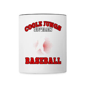 Coole Jungs Baseball Baseballer Baseballspieler - Tasse zweifarbig - Weiß/Schwarz - Vorne