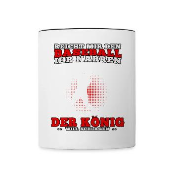 Baseball König schlagen Baseballer Baseballspieler - Tasse zweifarbig - Weiß/Schwarz - Vorne