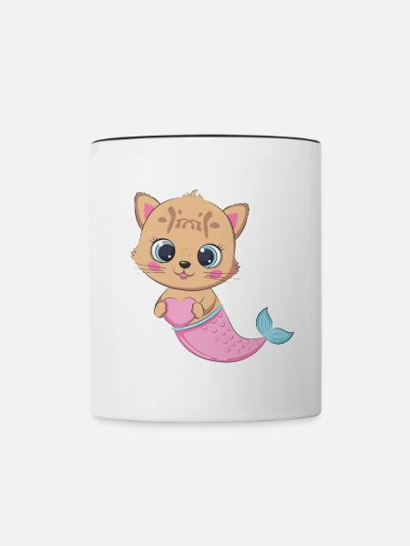 Ozelot Meerjungfrau - Tasse zweifarbig - Weiß/Schwarz