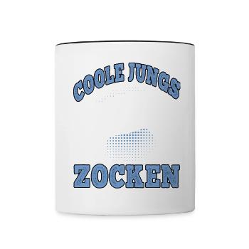Coole Jungs zocken Videospiele Gamer Gaming Zocker - Tasse zweifarbig - Weiß/Schwarz - Vorne