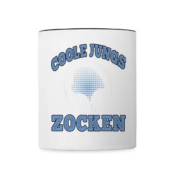Coole Jungs zocken Videospiele Gamer Gaming Zocker - Tasse zweifarbig - Weiß/Schwarz - Vorne