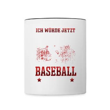 Lieber Baseball spielen Baseballer Baseballspieler - Tasse zweifarbig - Weiß/Schwarz - Vorne