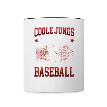 Coole Jungs Baseball Baseballer Baseballspieler - Tasse zweifarbig - Weiß/Schwarz - Vorne