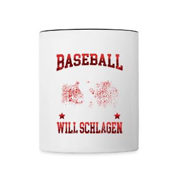Baseball König schlagen Baseballer Baseballspieler - Tasse zweifarbig - Weiß/Schwarz - Vorne