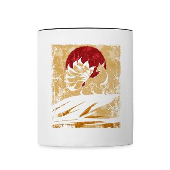 Neunschwänziger Fuchs Japanische Retro Kunst - Tasse zweifarbig - Weiß/Schwarz - Vorne