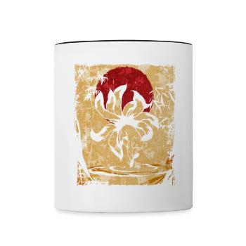 Neunschwänziger Fuchs Japanische Retro Kunst - Tasse zweifarbig - Weiß/Schwarz - Vorne