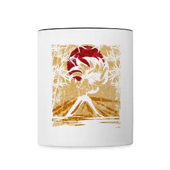 Neunschwänziger Fuchs Japanische Retro Kunst - Tasse zweifarbig - Weiß/Schwarz - Vorne