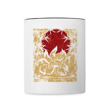 Neunschwänziger Fuchs Japanische Retro Kunst - Tasse zweifarbig - Weiß/Schwarz - Vorne