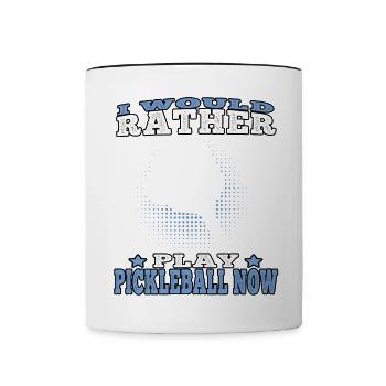 Pickelball would rather play pickleball - Contrasting Mug - white/black - Front