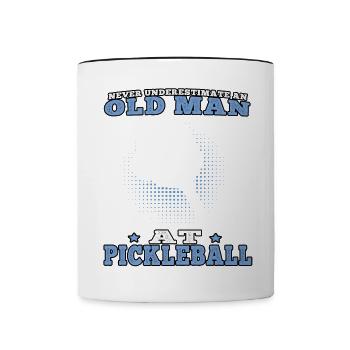 Old man at the pickleball Pickelball - Contrasting Mug - white/black - Front