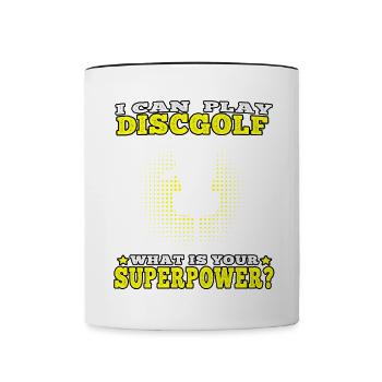 Discgolf Ich kann Disc Golf spielen Discgolfer - Tasse zweifarbig - Weiß/Schwarz - Vorne
