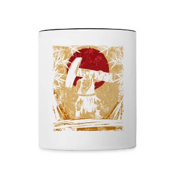 Oni Japanese Art Vintage Fighter Retro - Contrasting Mug - white/black - Front