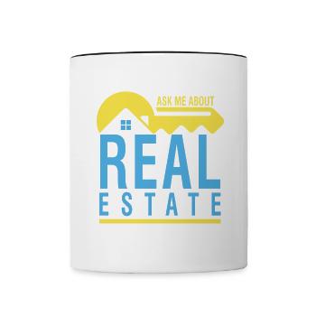 Posez-moi des questions sur le mode de vie d’Immobilienmakle - Mug contrasté - blanc/noir - Devant