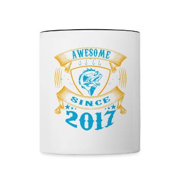 Génial depuis 2017. Angel, Angler Anniversaire - Mug contrasté - blanc/noir - Devant