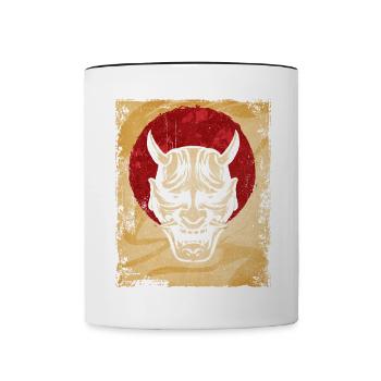 Oni Mask Japanese Art Vintage Fighter Retro - Contrasting Mug - white/black - Front