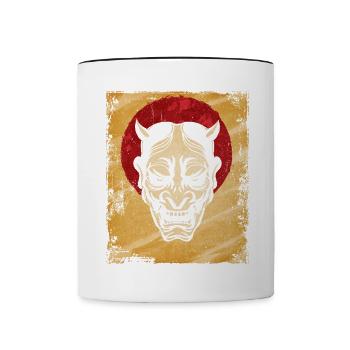 Oni Mask Japanese Art Vintage Fighter Retro - Contrasting Mug - white/black - Front