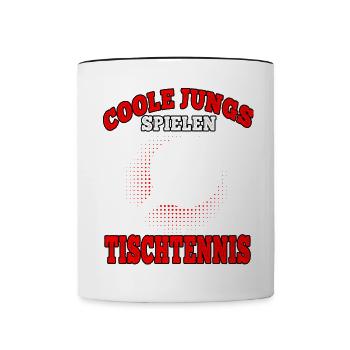 Coole Jungs spielen Tischtennis Tischtennisspieler - Tasse zweifarbig - Weiß/Schwarz - Vorne