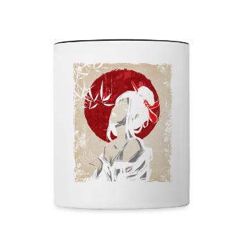 Geisha Art Japonais Vintage Rétro Femmes - Mug contrasté - blanc/noir - Devant