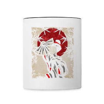 Geisha Art Japonais Vintage Rétro Femmes - Mug contrasté - blanc/noir - Devant