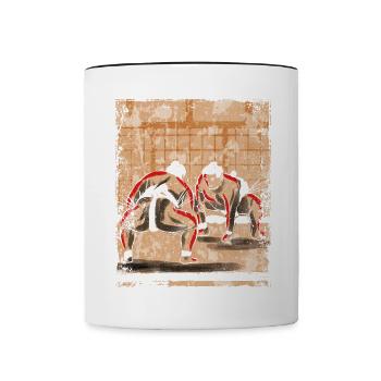 Sumo Wrestler Art Japonais Vintage Rétro - Mug contrasté - blanc/noir - Devant
