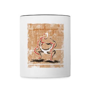 Sumo Wrestler Art Japonais Vintage Rétro - Mug contrasté - blanc/noir - Devant
