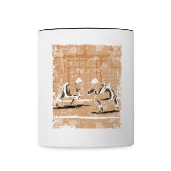 Sumo Wrestler Art Japonais Vintage Rétro - Mug contrasté - blanc/noir - Devant