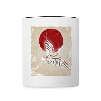 Crane Art Art Japonais Vintage Rétro - Mug contrasté - blanc/noir - Devant